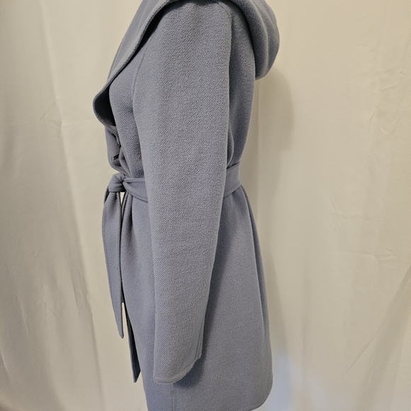 Dusty Blue Hooded Wrap Coat XS - Picture 4 of 12